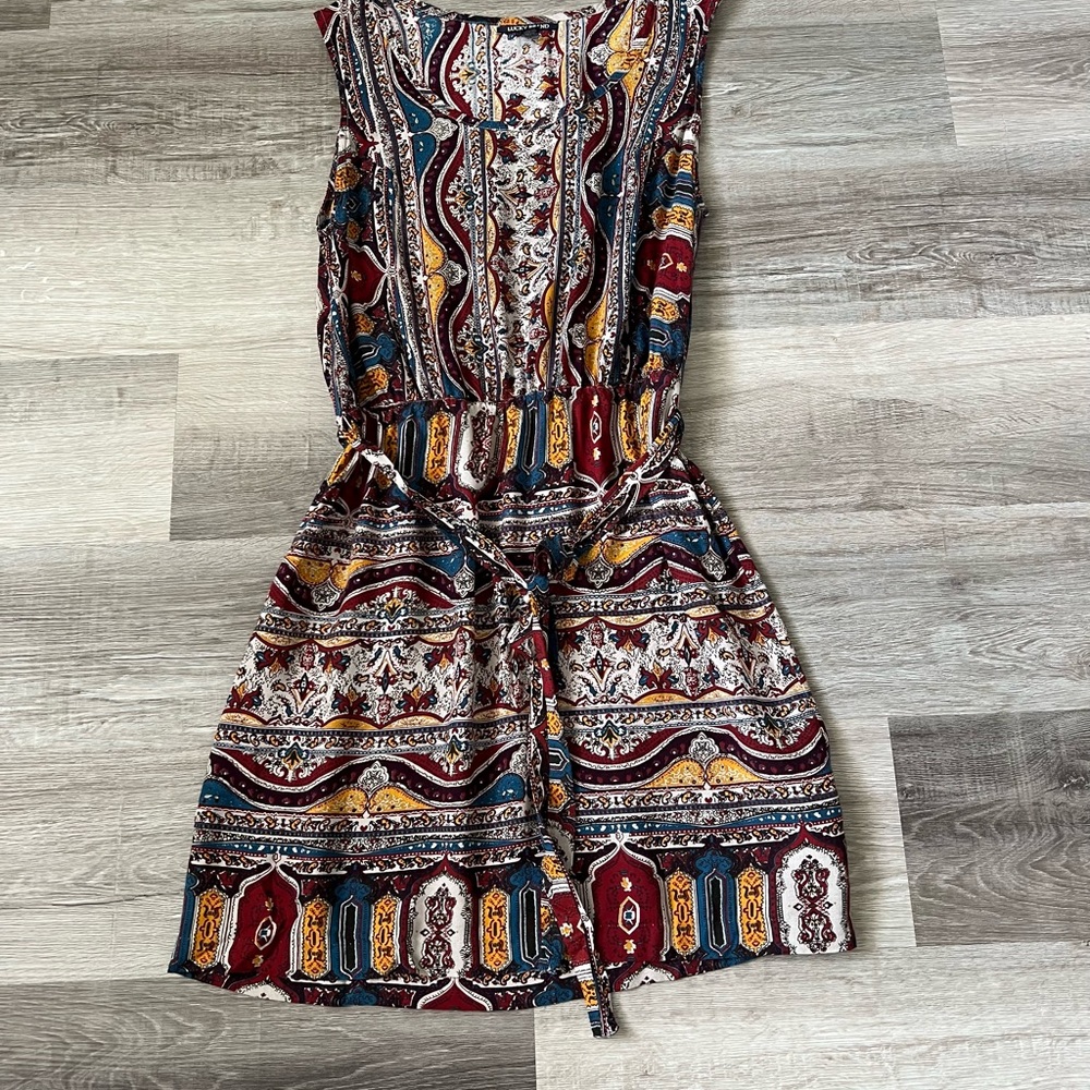 Lucky Brand Paisley sleeveless belted dress large. So cute!